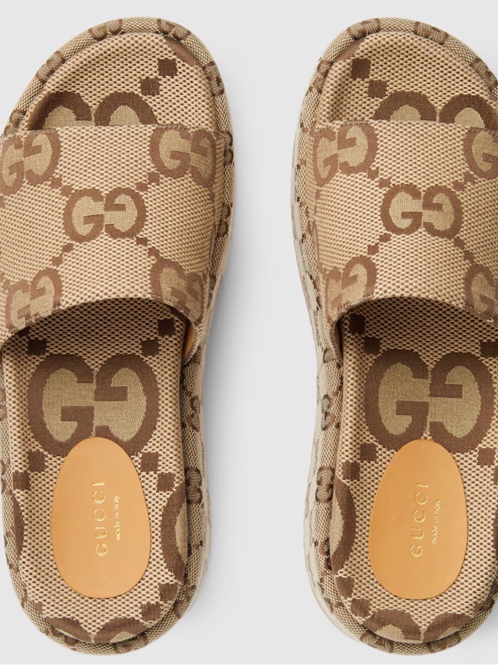 Gucci Beige and Brown GG Canvas Slide Mules